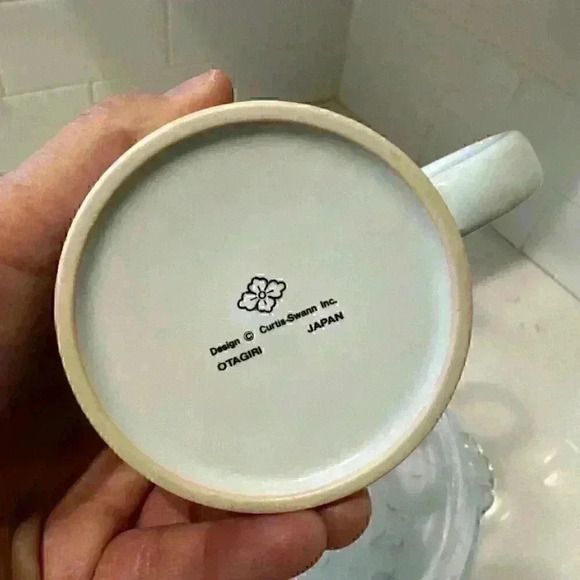 VTG Otagiri Japan White Cat In Window Raised Embossed Curtis Swann Coffee Mug - Picture 12 of 12